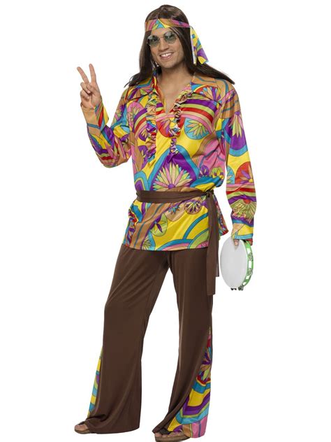 Psychedelic Hippie Costume Mens Hippy Retro 60s 70s Disco Woodstock ...