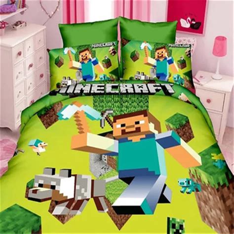 New Minecraft Cotton Bedding Set Cartoon Boy/Girl Bed Linen for ...