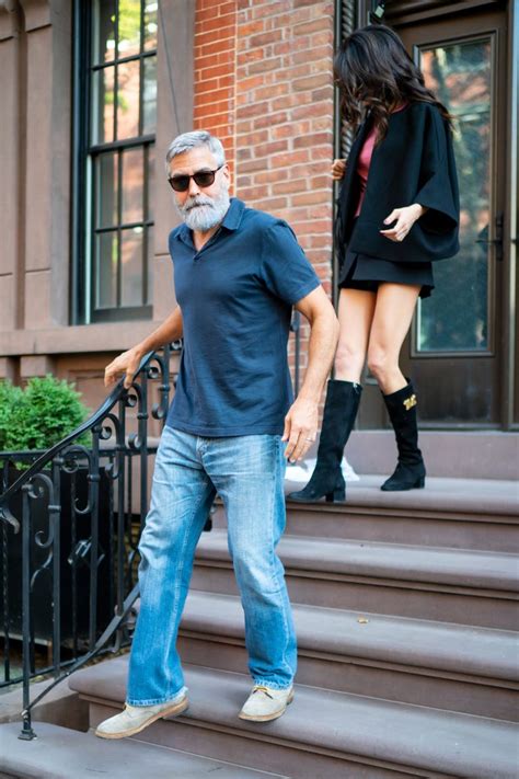 Bearded George Clooney Sports Easygoing Style With Amal Clooney in New ...