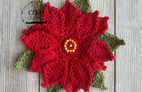 Christmas Poinsettia Coaster Crochet Pattern - OTH ByChrissy