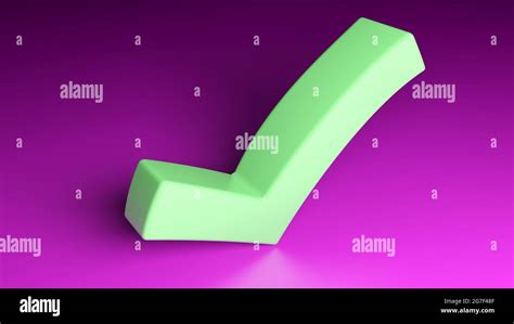 Green check sign on purple background - 3D rendering illustration Stock Photo - Alamy