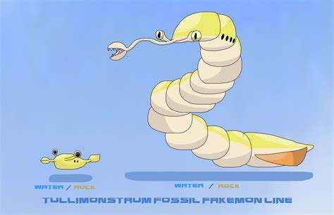 Tullimonstrum Fossil Pokemon line by ericgl1996 on DeviantArt