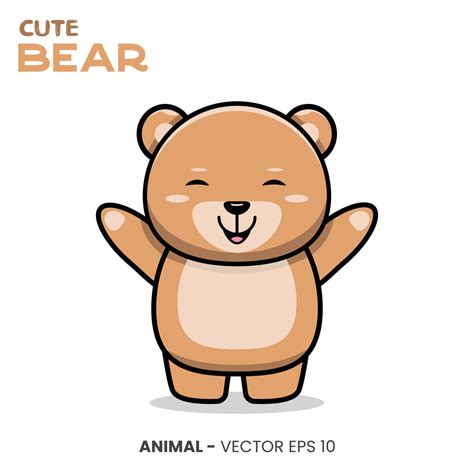 Cute bear character, sweet smile expression with raised hand. 5464249 ...