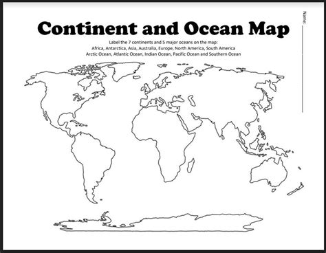 Continents And Oceans Worksheet - Onlineworksheet.my.id