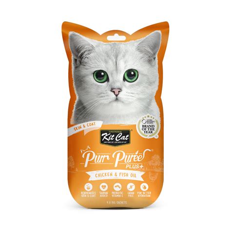 Kit Cat – Purr Puree+ Chicken & Fish Oil (Skin & Coat) (4x15g)