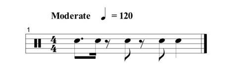 The 3 -2 son clave pattern which is written in 4/4. The hits are on the ...