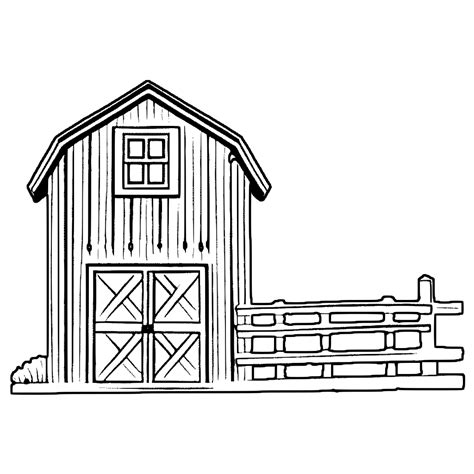 Wooden Barn Vintage Line Art Coloring Page · Creative Fabrica