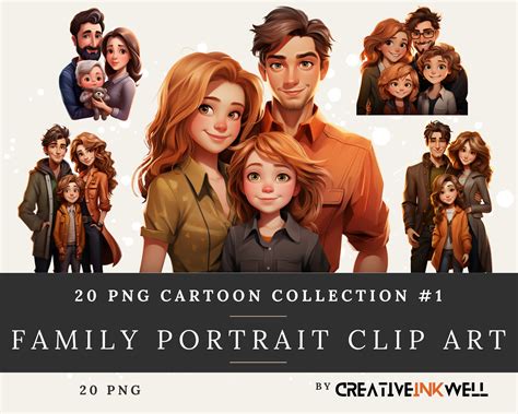 Cartoon Family Portrait Clipart Collection 1 20 PNG Clip Art Digital ...