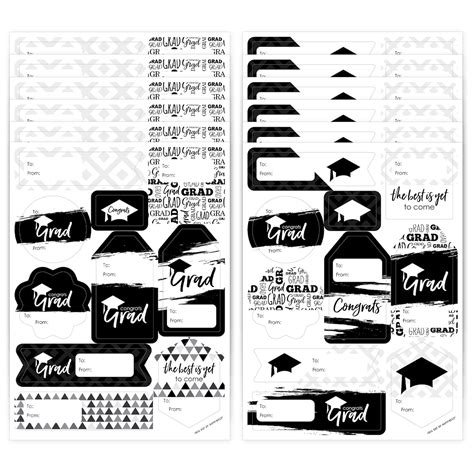 Big Dot of Happiness Black & White Grad Best is Yet to Come Assorted Graduation Party Gift Tag ...