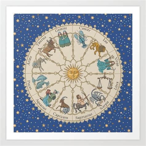 Vintage Astrology Zodiac Wheel Art Print by Undaunted.Design | Society6