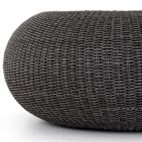 Penelope Modern Classic Black Woven Wicker Round Outdoor Coffee Table