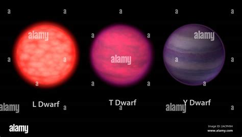 Brown dwarf stars. Computer artwork representing what brown dwarfs of ...