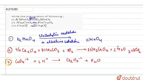 Write the preparation of following : (i) KMnO4 from K2MnO4 (ii) Na