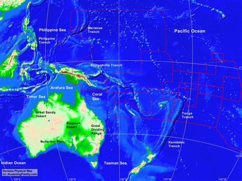 Oceania Physical Map - A Learning Family