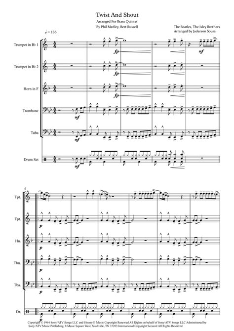 Twist And Shout (arr. Jaderson Sousa) Sheet Music | The Beatles ...