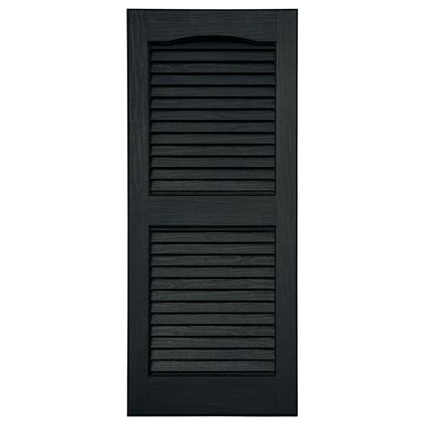 Severe Weather 2-Pack Black Louvered Vinyl Exterior Shutters (Common: 15-in x 35-in; Actual: 14. ...