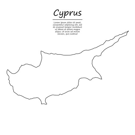 Simple outline map of Cyprus, silhouette in sketch line style 21840729 ...