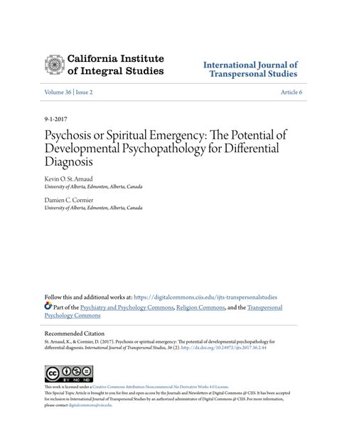 (PDF) Psychosis or Spiritual Emergency: The Potential of Developmental Psychopathology for ...