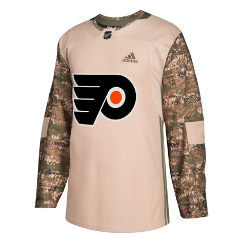 Military Camo Khaki Philadelphia Flyers 258J Adidas NHL Authentic Pro ...