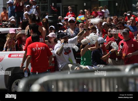 Darren McCarty waves to fans during the 2008 Stanley Cup Victory Parade Stock Photo - Alamy