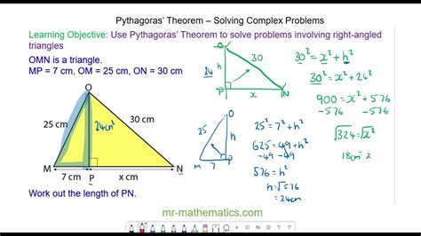 Solving Problems with Right-Angled Triangles using Pythagoras' Theorem ...