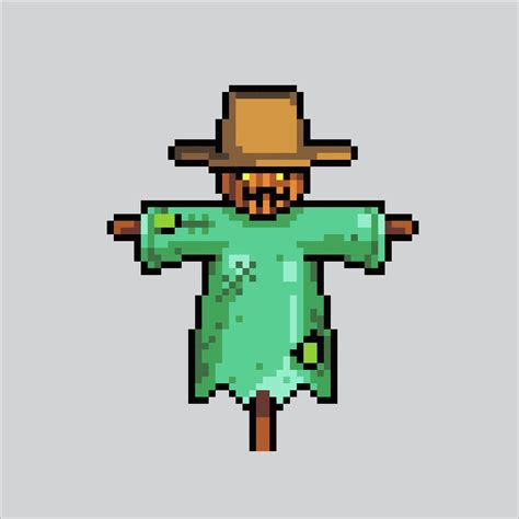 Pixel art illustration Scarecrow. Pixelated Scarecrow. Creepy Scarecrow Farm icon pixelated for ...