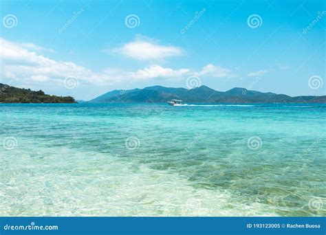 Clear Water on the Island,Bright Blue Sea and Wooden Boat the Tourism Stock Image - Image of ...