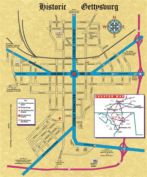 Downtown Gettysburg Map