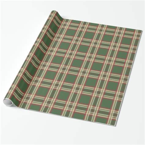 Rustic Green Plaid Christmas Wrapping Paper | Zazzle