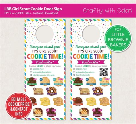 Girl scout cookie door hanger lbb cookie door sign template lbb cookie ...