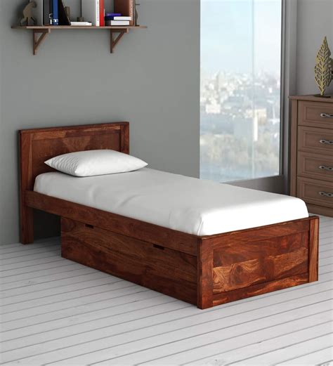 Buy Oriel Sheesham Wood Single Bed With Drawer Storage In Honey Oak Finish at 2% OFF by ...