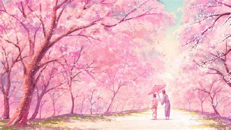 Anime pink tree couple kimono wallpaper | 1920x1080 | 669977 | WallpaperUP