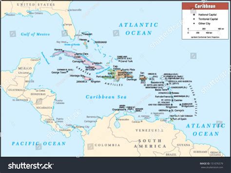 Caribbean Political Map Stock Vector (Royalty Free) 151076579 ...