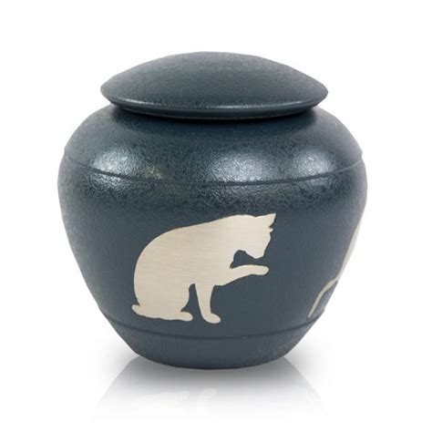 Pet Urns : Silhouette Cat Cremation Urn - Country Blue