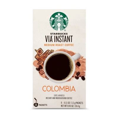 Starbucks Via Instant Coffee Medium Roast Packets — Colombia — 1 Box (8 ...