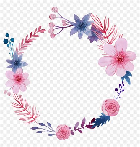 Hermosa Acuarela Corona De Flores Pintado A Mano Tarjetas - Flower Round Border Vector - Free ...