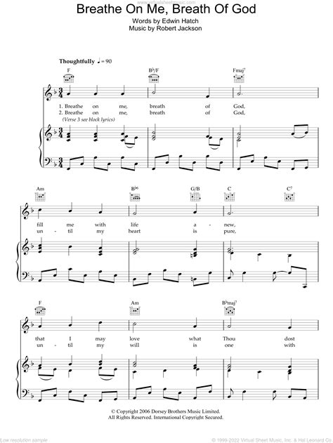 Hatch - Breathe On Me, Breath Of God sheet music for voice, piano or guitar