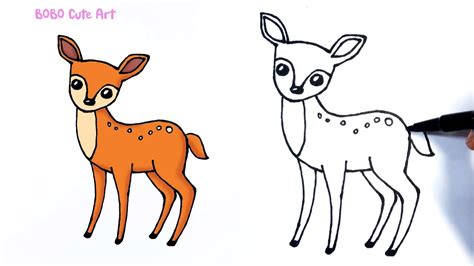 How to draw a cute Deer step by step easy | BOBO Cute Art - YouTube