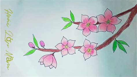 Vẽ cành hoa đào đơn giản | Draw peach blossom - YouTube