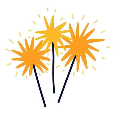 Cute celebration sparklers. Vector hand drawn clipart isolated on background. Concept of ...