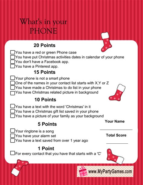 Free Printable What's in Your Phone Christmas Game | Christmas games, Office christmas party ...