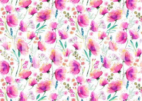 Pink Watercolor Spring Poppies Wallpaper - Buy Online | Happywall