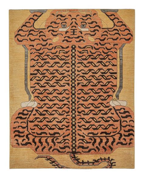 Custom Tiger-Skin Rug Design with Orange and Brown Pictorial