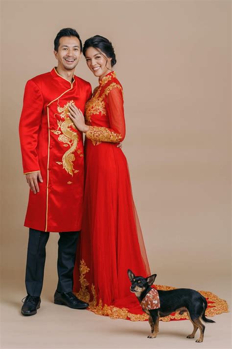 Modern Vietnamese Wedding Dress Traditional Ao Dai for Women áo Dài Cách Tân Ao Dai Cuoi Red ...