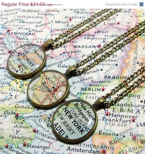 CUSTOM Vintage Map Necklace. You Select Location. Anywhere In | Etsy ...