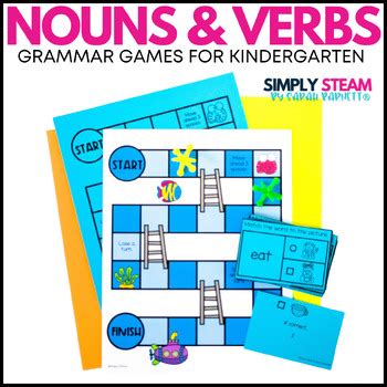 Nouns and Verbs Kindergarten Grammar Games by Simply STEAM | TPT