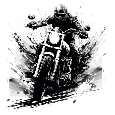 Premium Photo | Motor cycle black white illustration