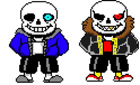 underfell sans and sans (glowing eye) | Pixel Art Maker