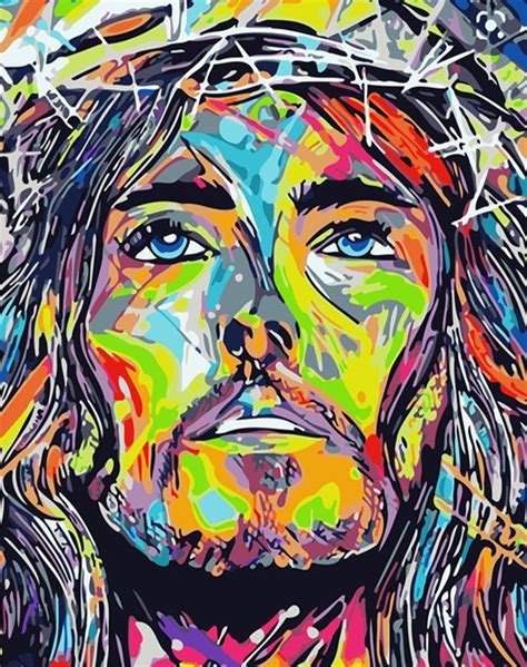 Colourful Jesus Face Painting | Art Of Paint By Numbers