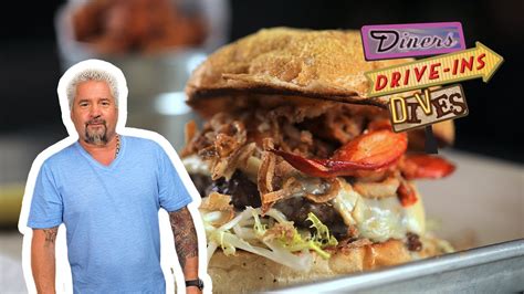 Guy Fieri Eats a Surf 'n' Turf Burger | Diners, Drive-Ins and Dives | Food Network | Flipboard